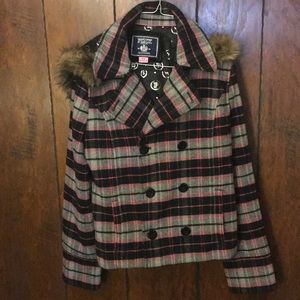 Victoria’s Secret PINK Plaid Pea Coat